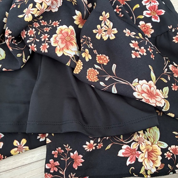 Nine Britton Vivienne Black Floral Print Smocked Waist Tiered Midi Dress XL - Picture 2 of 6